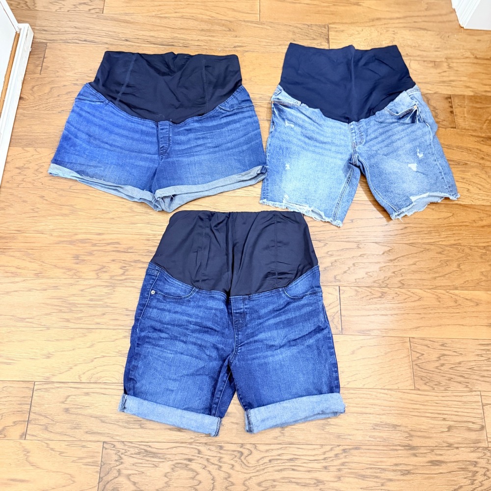 Lot 3 Full Panel Isabel Maternity Time and Tru Women Sizes 14/16/18 Denim Shorts